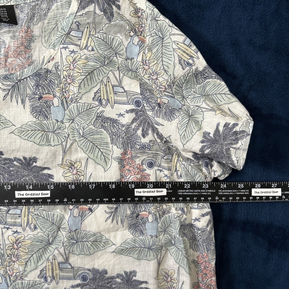 Tahari Womens Linen Top Size 1X Surfing Tropical Beach Print Resort Vacation - Picture 8 of 14